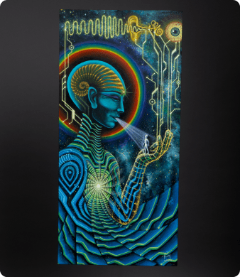 Tecnologias do Espírito
Técnica: acrílica sobre tela. 
Dimensão: 45x95cm
Ano: 2024
