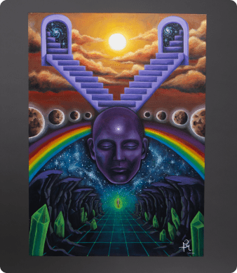 Portais da Transcendência 
Técnica: acrílica sobre tela. 
Dimensão: 50x70cm
Ano: 2023